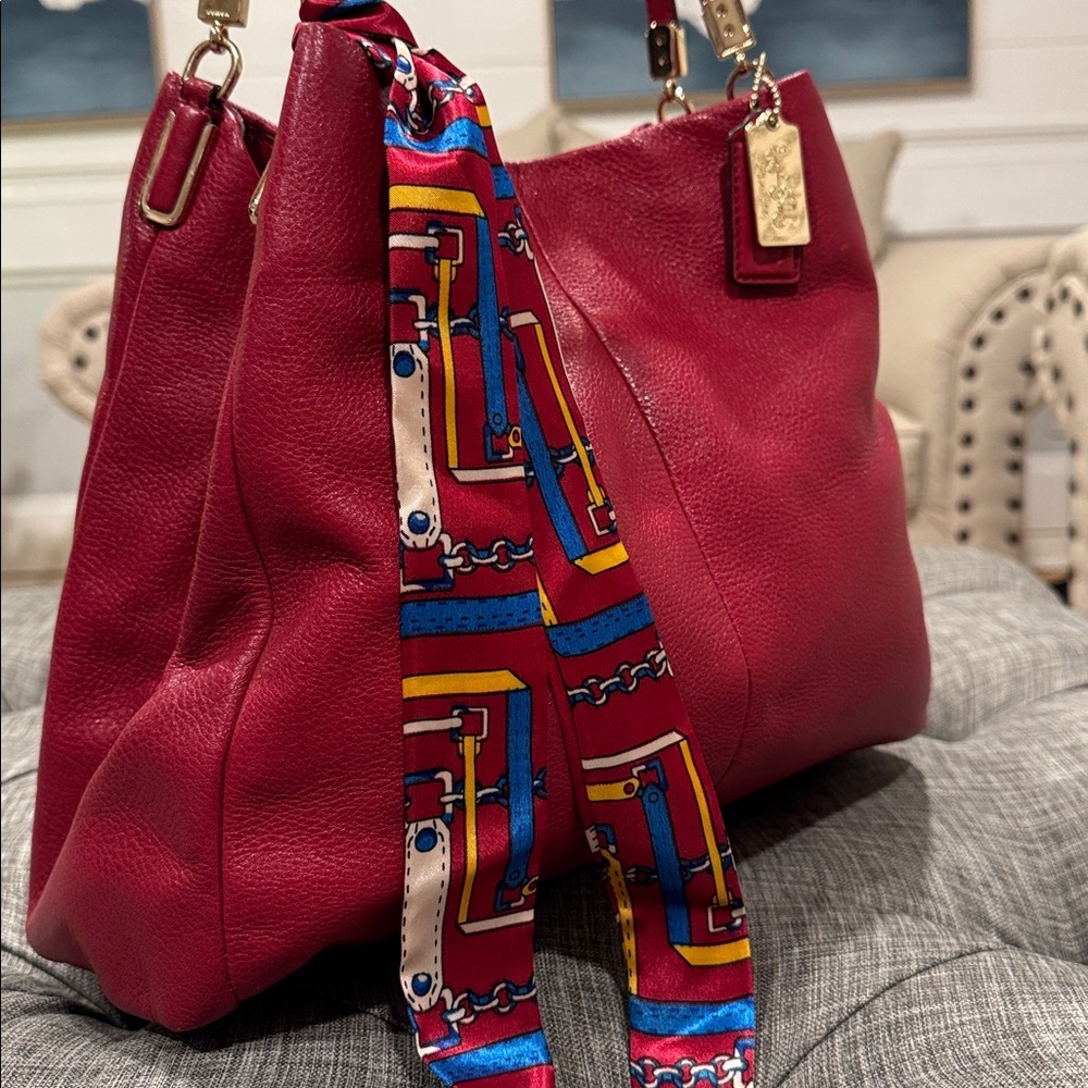 Coach Bag Madison Phoebe Red Leather Shoulder Bag - Picture 3 of 17